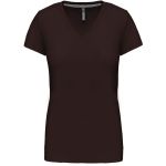 Damen-T-Shirt mit V-Ausschnitt Kariban K381 Schokolade