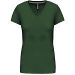 Damen-T-Shirt mit V-Ausschnitt Kariban K381 waldgrün
