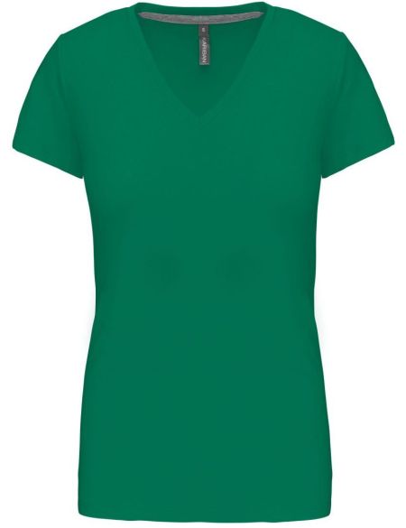 Damen-T-Shirt mit V-Ausschnitt Kariban K381 Kelly Green