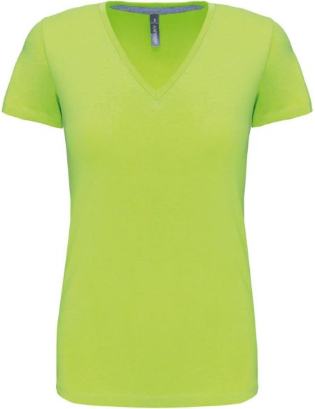 Damen-T-Shirt mit V-Ausschnitt Kariban K381 Limette