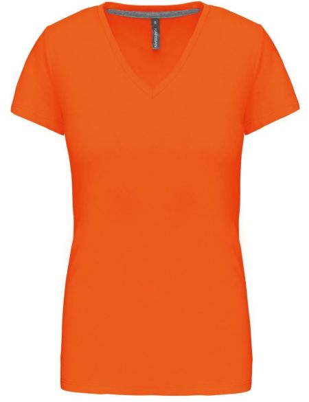 Damen-T-Shirt mit V-Ausschnitt Kariban K381 orange