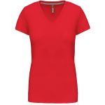 Damen-T-Shirt mit V-Ausschnitt Kariban K381 rot