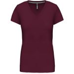 Damen-T-Shirt mit V-Ausschnitt Kariban K381 Wein