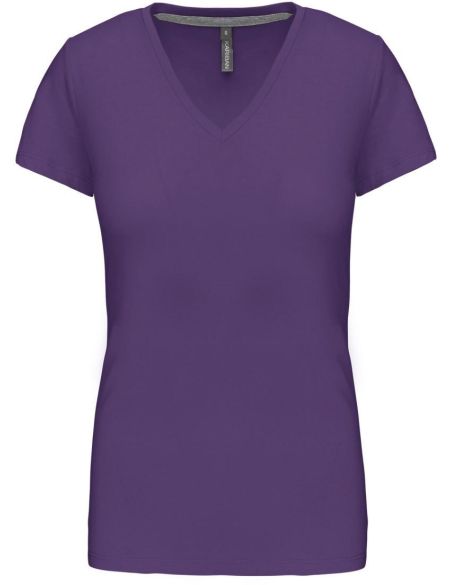 Damen-T-Shirt mit V-Ausschnitt Kariban K381 lila