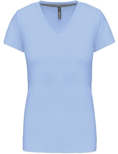 Damen-T-Shirt mit V-Ausschnitt Kariban K381 himmelblau