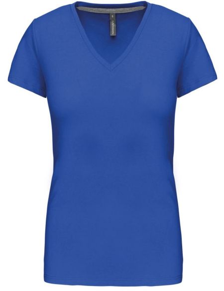 Damen-T-Shirt mit V-Ausschnitt Kariban K381 in hellem Königsblau