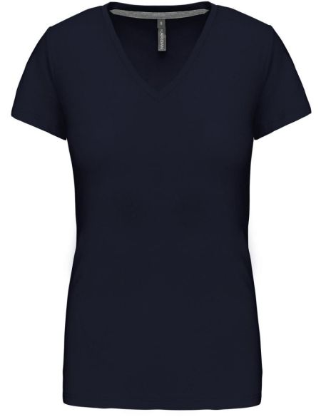 Damen-T-Shirt mit V-Ausschnitt Kariban K381 Marineblau