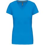 Damen-T-Shirt mit V-Ausschnitt Kariban K381 Tropenblau