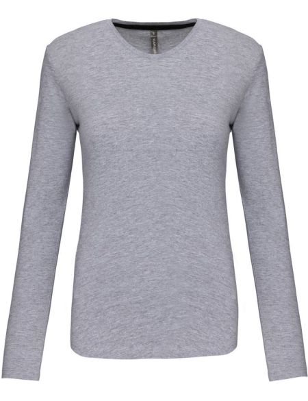 Damen-T-Shirt mit langen Ärmeln Kariban K383 Oxford-Grau
