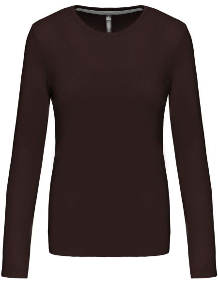 Damen T-Shirt mit langen Ärmeln Kariban K383 Schokolade
