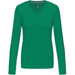 Damen-T-Shirt mit langen Ärmeln und V-Ausschnitt Kariban K382 Kelly Green