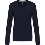 Damen-T-Shirt mit langen Ärmeln und V-Ausschnitt Kariban K382 Marineblau