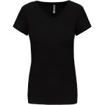Damen elastisches T-Shirt mit V-Ausschnitt Kariban K3015 schwarz