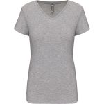 Elastisches Damen-T-Shirt mit V-Ausschnitt Kariban K3015 hellgrau meliert