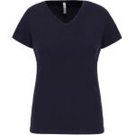 Elastisches Damen-T-Shirt mit V-Ausschnitt Kariban K3015 Marineblau