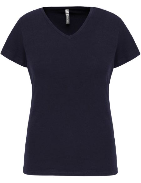 Elastisches Damen-T-Shirt mit V-Ausschnitt Kariban K3015 weiß