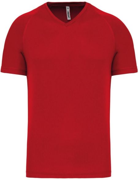Herren-Sport-T-Shirt mit V-Ausschnitt Kariban ProAct PA476 rot