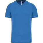 Kariban ProAct PA476 aquablaues Herren-Sport-T-Shirt mit V-Ausschnitt