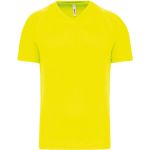 Kariban ProAct PA476 fluoreszierendes gelbes Herren-Sport-T-Shirt mit V-Ausschnitt