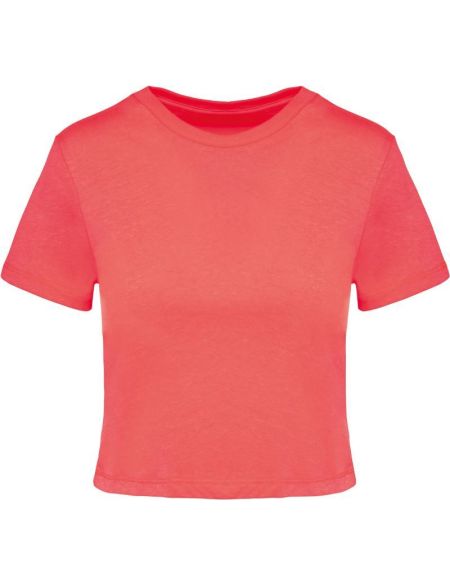 T-Shirt Damen Sport Crop Top Kariban ProAct PA4022 Koralle