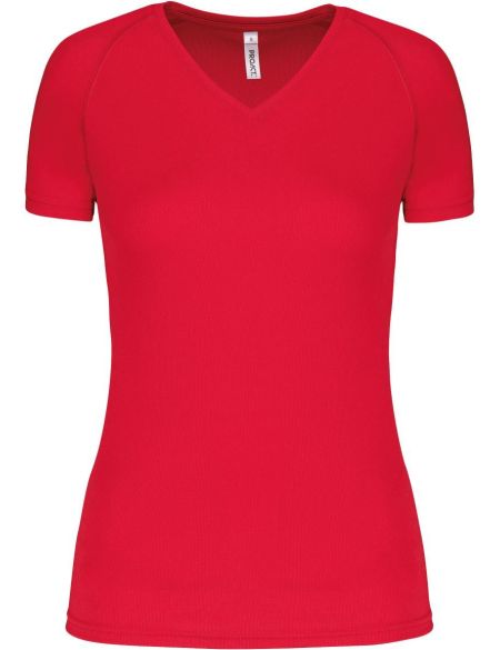 Damen-Sport-T-Shirt mit V-Ausschnitt Kariban ProAct PA477 rot