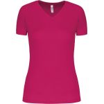Kariban ProAct PA477 fuchsiafarbenes Damen-Sport-T-Shirt mit V-Ausschnitt