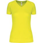 Kariban ProAct PA477 fluoreszierendes gelbes Damen-Sport-T-Shirt mit V-Ausschnitt
