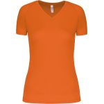 Kariban ProAct PA477 fluoreszierendes orangefarbenes Damen-Sport-T-Shirt mit V-Ausschnitt