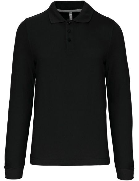 Poloshirt Herren Piqué mit langen Ärmeln Kariban K243 schwarz