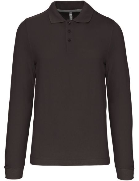 Poloshirt Herren Piqué mit langen Ärmeln Kariban K243 dunkelgrau