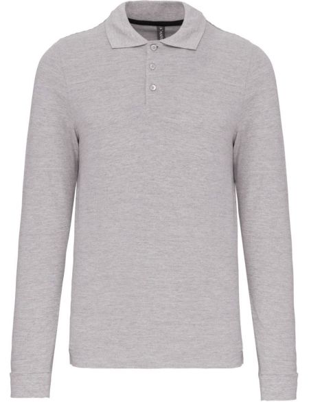 Poloshirt Herren-Piqué mit langen Ärmeln Kariban K243 Oxford-Grau