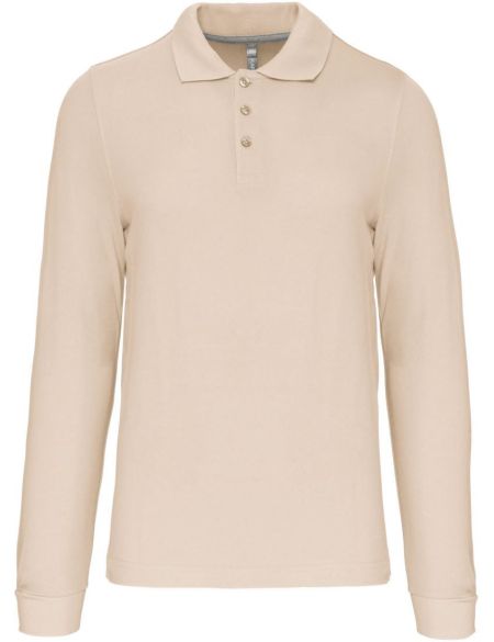 Poloshirt Herren Piqué mit langen Ärmeln Kariban K243 hellsand