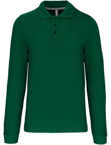 Kariban K243 Kelly Green Herren-Piqué-Poloshirt mit langen Ärmeln