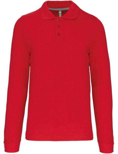 Poloshirt Herren Piqué mit langen Ärmeln Kariban K243 rot