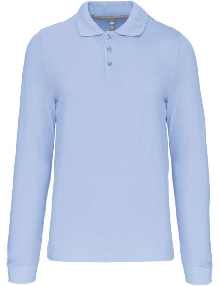 Poloshirt Herren Piqué mit langen Ärmeln Kariban K243 himmelblau