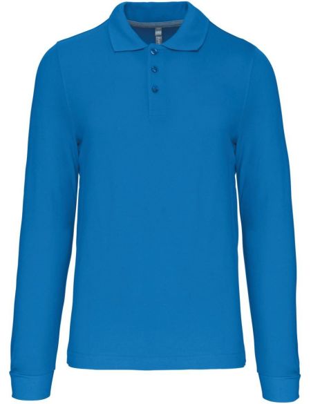 Poloshirt Herren Piqué mit langen Ärmeln Kariban K243 Tropenblau
