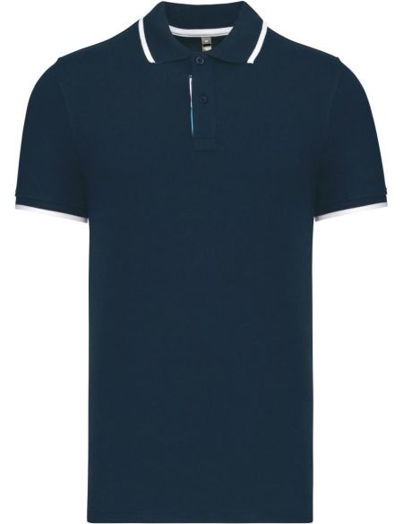 Poloshirt Herren Kontrast-Piqué Kariban K245 Marineblau/Weiß/Helltürkis