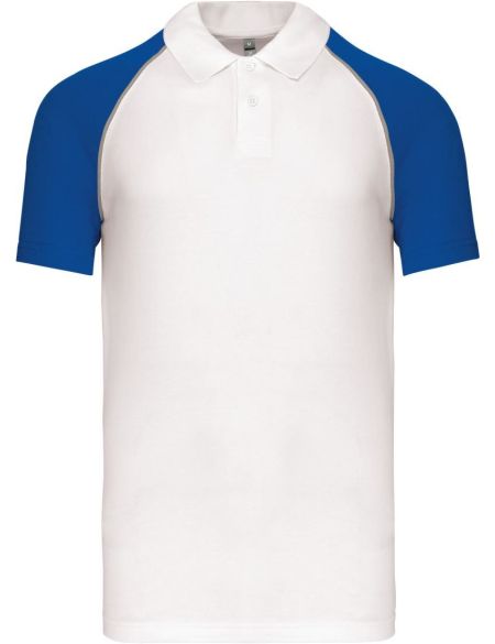 Poloshirt Herren Baseball-Piqué Kariban K226 weiß/hellgrau/königsblau