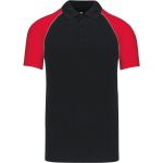 Poloshirt Herren Baseball-Piqué Kariban K226 Schwarz/Hellgrau/Rot