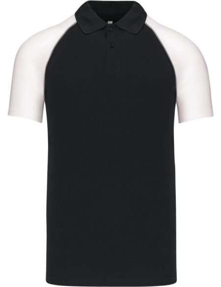 Poloshirt Herren Baseball-Piqué Kariban K226 Schwarz/Hellgrau/Weiß