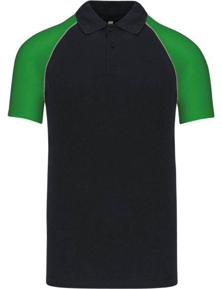 Poloshirt Herren Baseball-Piqué Kariban K226 schwarz/hellgrau/grün