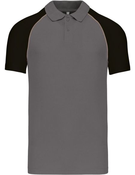 Poloshirt Herren Baseball-Piqué Kariban K226 Schiefergrau/Hellgrau/Schwarz