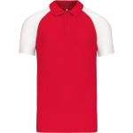 Poloshirt Herren Baseball-Piqué Kariban K226 rot/hellgrau/weiß