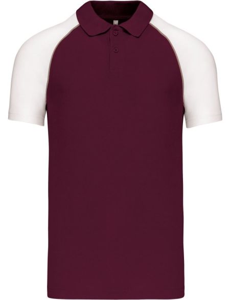 Poloshirt Herren Baseball-Piqué Kariban K226 bordeaux/hellgrau/weiß
