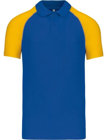 Poloshirt Herren Baseball-Piqué Kariban K226 Königsblau/Weiß/Gelb
