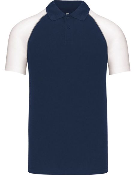 Poloshirt Herren Baseball-Piqué Kariban K226 Marineblau/Hellgrau/Weiß
