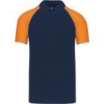 Poloshirt Herren Baseball-Piqué Kariban K226 Marineblau/Hellgrau/Orange