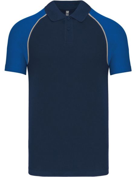 Poloshirt Herren Baseball-Piqué Kariban K226 Marineblau/Hellgrau/Königsblau
