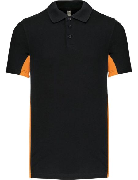 Herren-Poloshirt aus 2-farbigem Piqué Sport Kariban K232 schwarz/orange
