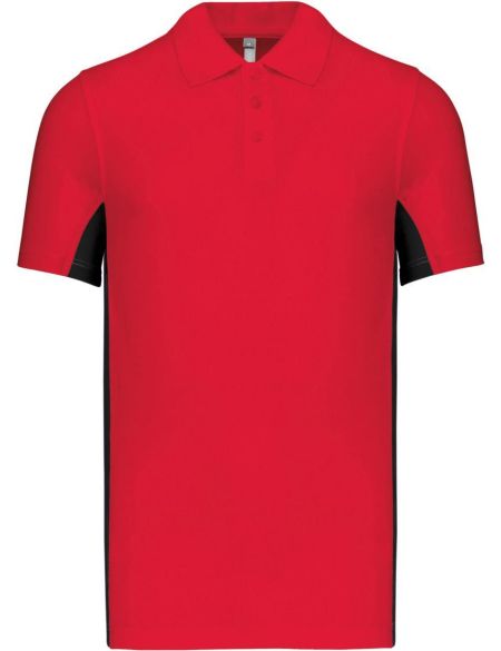 Herren-Poloshirt aus 2-farbigem Piqué Sport Kariban K232 rot/schwarz